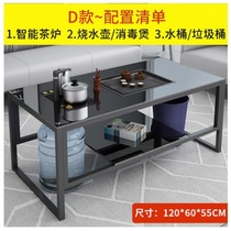 Stainless steel frame fire stone Kung Fu tea table Simple modern Marble tea table Office tea table with electromagnetic stove tea