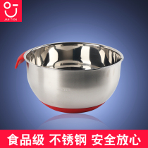 Baking tools Stainless steel non-slip egg bowl deepened thickened anti-splash egg bucket Silicone bottom non-slip handle