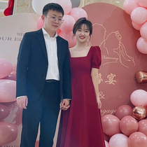 Toast-style normal can wear 2022 new summer brides simple atmosphere Slim Wine Red Engagement Gown