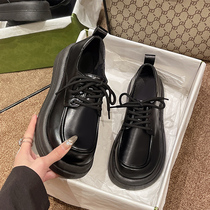 Thick-soled small leather shoes womens 2022 new spring and autumn all-match college British style jk womens shoes with lace-up casual shoes