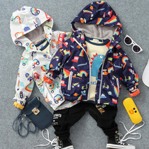 Tide children autumn and winter New coat children Foreign style plus velvet hooded assault clothes small children zipper shirt top tide