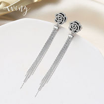 Winy Alloy Ear Spikes SOUTH KOREA INS BRIEF FASHION SILVER PERSONALITY 100 LAP FASHION NET RED AIR QUALITY LIGHT LAVISH