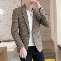 Suit male thousand bird grid spring and autumn Korean version of slim trend coat small suit suit suit men handsome single western coat