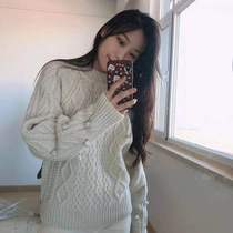 South Korea Recto Pearl Sweater Kong Filial the same sweet and windy girl with pure color sparkly knitted sweatshirt