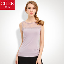 Shile Sexy Lace Mesh Yarn Sleeveless Hitch Vest Woman Short summer hit bottom vest Modale cotton quality 100 lap