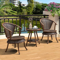 Rattan chair Three sets Balcony Casual Rattan outdoor patio European-style One table Two chairs combined Mini balcony small table and chairs
