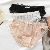 White black underwear women cotton crotch girl Japanese lace ultra-thin mesh Ice Silk girl triangle pants