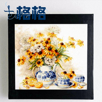 Precision printing French DMC cross stitch kit Living room bedroom hanging painting flower daisy tea pot