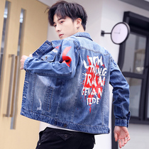 2022 new denim jacket mens spring popular Korean version trendy tide card spring and autumn clothes frock jacket mens clothing