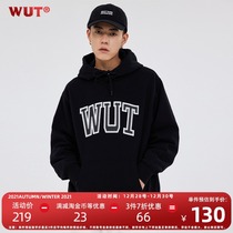 (WUT official store) texture aesthetic American embroidery foam logo plus velvet sweater 420g hoodie Xinjiang Cotton