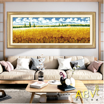 ABV Cross Embroidered Old Three Precision Printed Pure Cotton Thread Embroidered Version Living Room Scenic Harvest Wheat Ear Wheat Field Barley