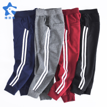 Boys  sports pants Two bars Childrens leggings Casual pants side strips knitted pants Primary school school uniform childrens pants