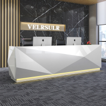 Guangzhou company front desk baking varnish reception desk special-shaped bar simple modern diamond consultation welcome reception desk
