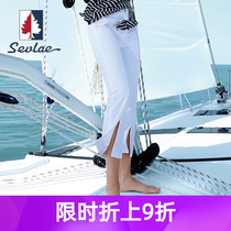 SEVLAE Saint Fry fashion womens flared pants summer thin high waist split thin micro flared pants F112883525