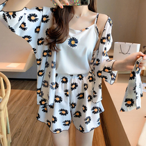 VIRRI CIAGA ICE silk PAJAMAS WOMENs summer SUSPENDERS SEXY AND cute thin three-piece suit SILK HOMEWEAR