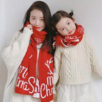 2021 Winter new Korean student Christmas gift winter men and women warm elk parent-child cashmere scarf