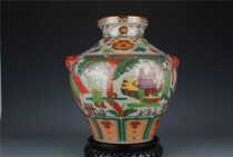 Study Wenplay porcelain colorful gold High 36*37cm three Gu Mao Lu Tu tiger head Jar Ornaments