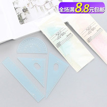  Creative minimalist student sleeve Ruler Classic Transparent Ruler Triangle Plate Suit Study Exam Stationery supplies