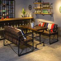 Retro industrial feng shui tube deck sofa iron bar bar barbecue hot pot restaurant table and chair combination customization