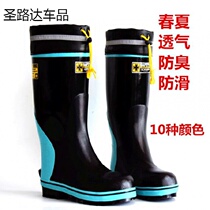 Water shoes mens rain boots high tube bull tendon womens rubber shoes without velvet steel bottom ox fire Shoes summer seasons