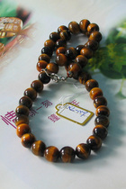 (Qi Yuxuan)Natural Tigers eye cats eye wood to stone bead necklace XL-009]