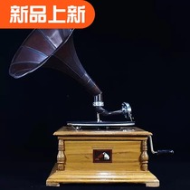 Stock new Indian square base retro big horn hand-cranked phonograph vinyl record player 78 rpm function normal