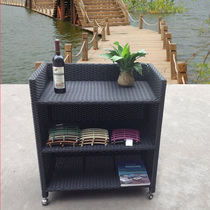 Rattan cabinet Outdoor imitation rattan balcony dining side cabinet storage with door drawer Rattan storage cabinet Custom shoe cabinet Household