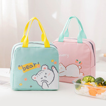 Student lunch box bag handbag insulation cute childrens bento belt meal bag Lunch bag work canvas bag