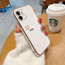 Suitable for Apple 11 mobile phone case luxury women new 11promax soft shell all-inclusive anti-drop iphone11pro mobile phone case net red silicone advanced plating simple cute couple smiling face