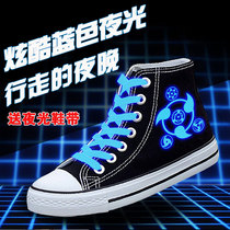 Luminous Naruto shoes mens new Breathable High canvas shoes Korean trend casual shoes Joker board