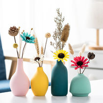 Nordic Wind Small Flower Bottle Ceramic Pendulum Pieces Dry Flower Decoration Living Room Flower Arrangement Dining Table TV Cabinet Home Creative Furnishing