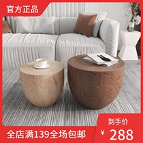 Nordic Full Solid Wood Mound Living Room Log Tea Table Designer Round Side A Few Corners A Few Nets Red Folk Furniture Pendulum