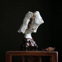 Jing Chi Qing tea space study desk Ya Shi natural Taihu stone ornamental stone Su Gong ebony base