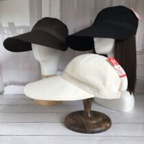 Export Japan 14cm big hat brim 56-590 sun protection cap cotton linen windproof rope womens sunscreen hat