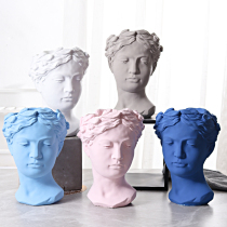 Nordic style creative portrait flower pot statue vase Retro art Venus goddess vase Cement flower ornaments