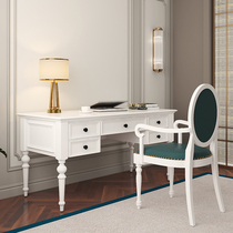 American desk Solid wood computer desk Household white writing desk European simple modern study desk can be customized