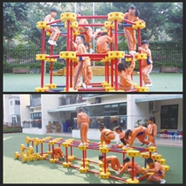 Kindergarten universal craftsman sensory training toys children outdoor climbing frame multi-function combination drill hole hurdles