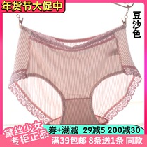 4 pieces of Deisy girl sweet fashion lace edge vertical pattern super soft modal waist underwear 21799