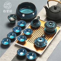 Shiliju set Ceramic simple home office building lamp Kung Fu tea set Cover bowl Teapot Teacup tea wash set