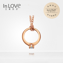 City Love Diamond Pendant 18k rose gold Round diamond ring Necklace Detachable Diamond set chain pendant