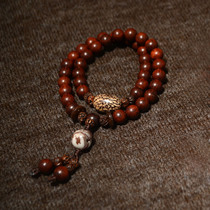 Indian small leaf red sandalwood Beed hand string p02 gold star cow hair along the pattern of old wood 108 multi-Circle Bracelet female rosary