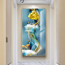 Entrance Doorway Decorative Painting Hallway Entry Wall Painting Modern Minimalist Vertical Living Room Light Luxury Crystal Hanging Paintings