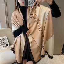 Faux cashmere scarf womens autumn and winter Joker Korean version of the British cute little lady dual-purpose shawl thick warm collar