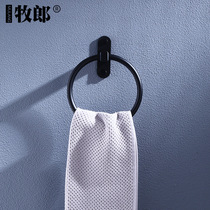 Non-perforated toilet stainless steel towel ring Bathroom towel hanging ring round towel rack Bathroom towel ring