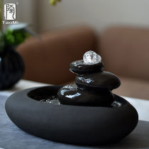 Pottery fan Zen dry landscape Water fountain ornaments Living room lucky humidifier Home ceramic decorative crafts