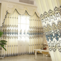  Simple European-style hollow water-soluble embroidery curtains customized new living room bedroom balcony bay window floor-to-ceiling curtain