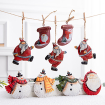 Nordic Christmas iron pendant hanging socks Old man Snowman Wrought iron pendant Christmas Tree ornaments