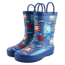 Childrens rain shoes Kindergarten water shoes Middle and large childrens handle rain boots Men and women children non-slip student galoshes Childrens rubber shoes