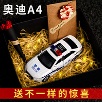 JK 1 32 Audi A4 six-door steering shock absorber sound and light Police car alloy car model metal simulation car toy