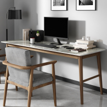Rock board solid wood desk light luxury modern bedroom couple desk ins Wind home one-word board computer desktop table